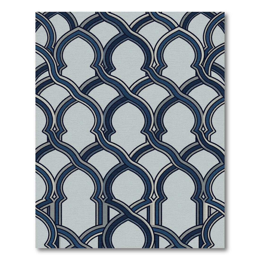 Geometric Navy and Slate Arched Interlace Rug