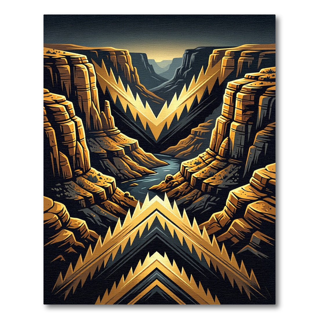 Golden Canyon Mountain Abstract Rug
