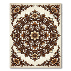 Elegant Brown Floral Filigree Medallion Rug