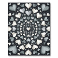 Monochrome Heart Medallion Radial Graphic Rug