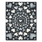 Monochrome Heart Medallion Radial Graphic Rug