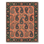Coral Paisley Floral Border Rug
