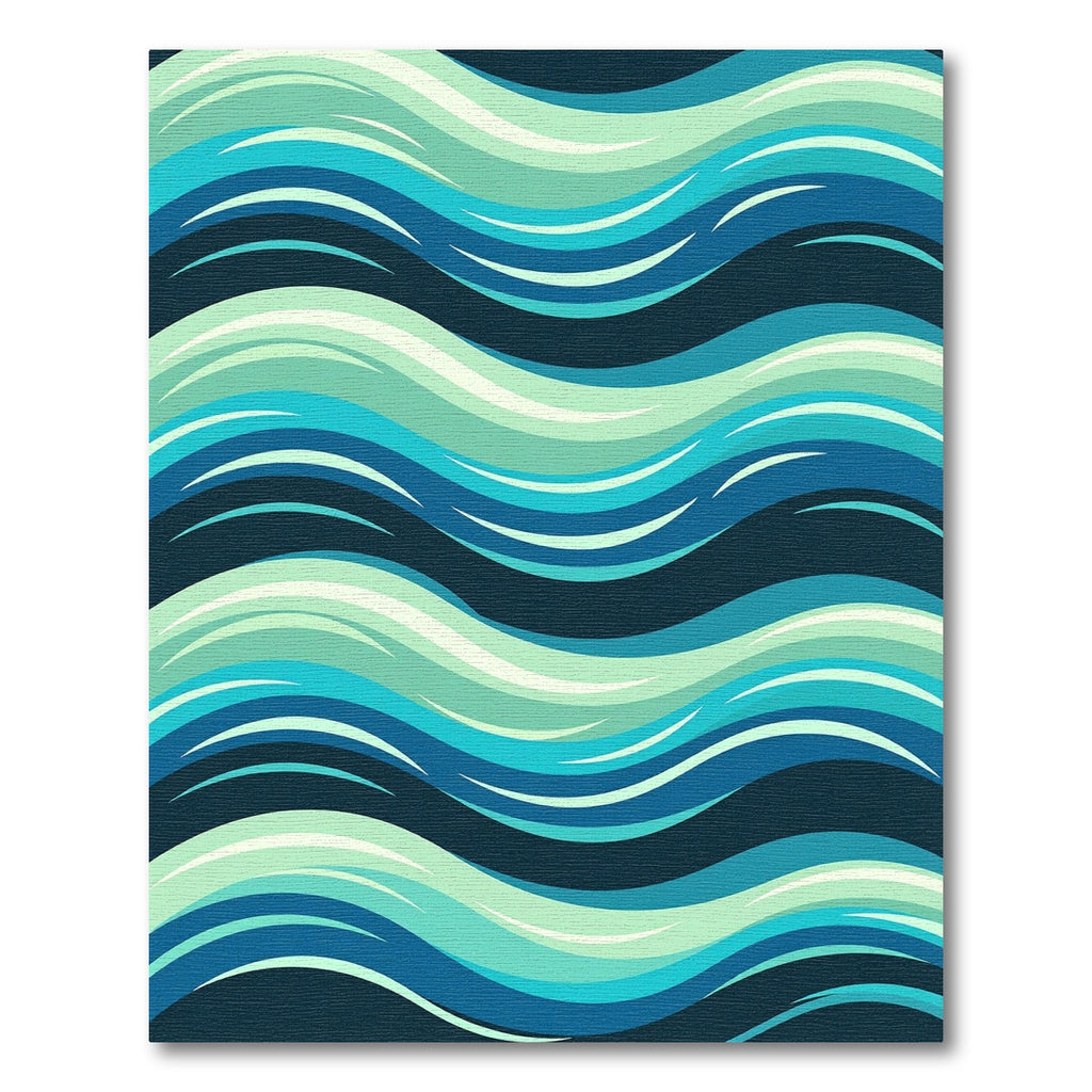 Modern Teal Blue Fluid Wave Gradient Rug