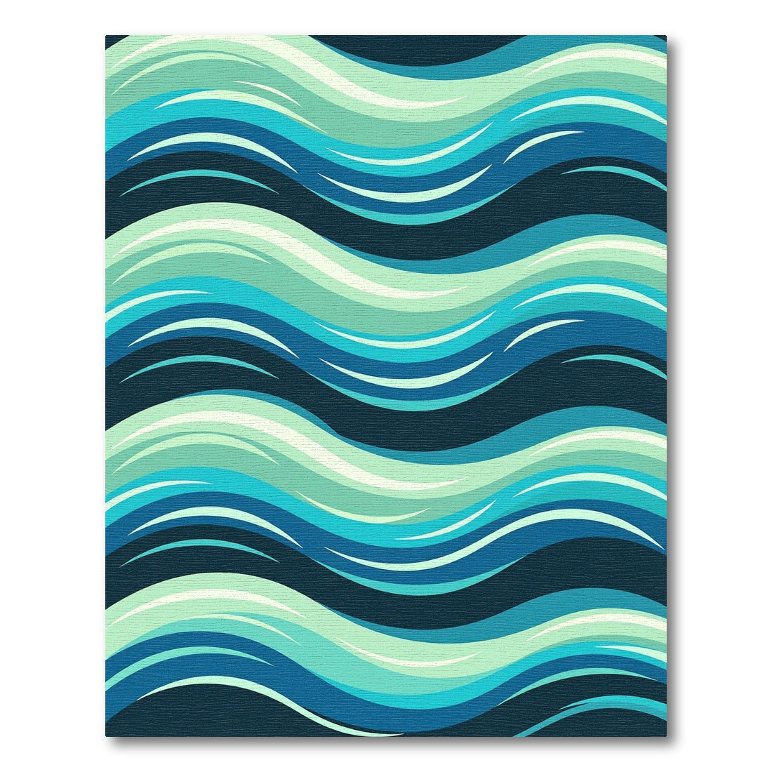 Modern Teal Blue Fluid Wave Gradient Rug