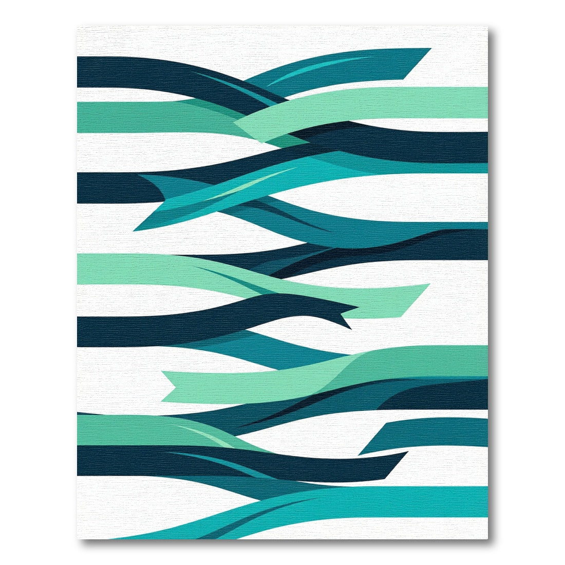 Teal Teal Waves Abstract Rug