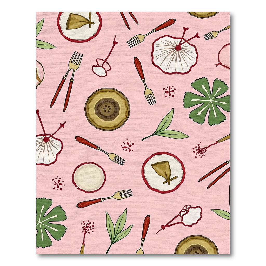 Whimsical Botanical Fork Picnic Arrangement Rug