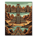 Geometric Aztec Temple Desert Horizon Rug