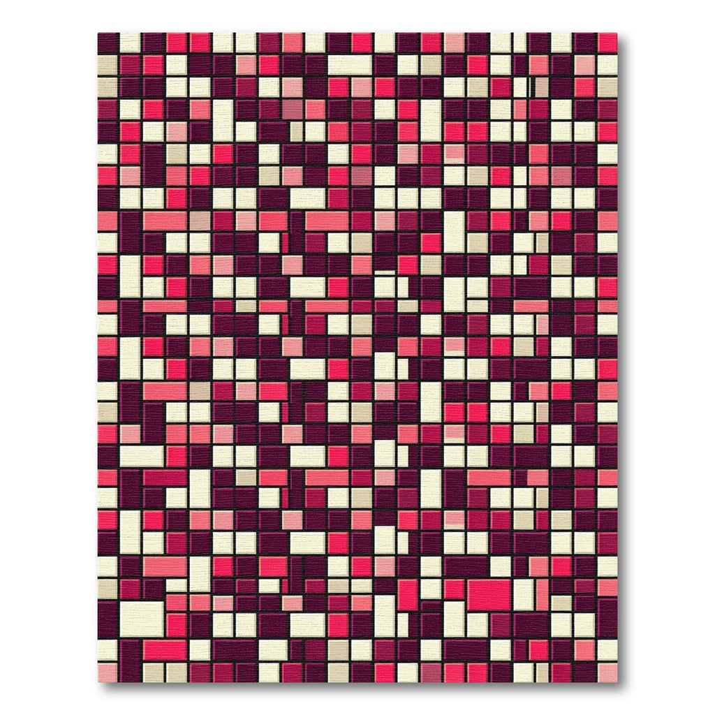 Bold Pink and Cherry Grid Mosaic Rug