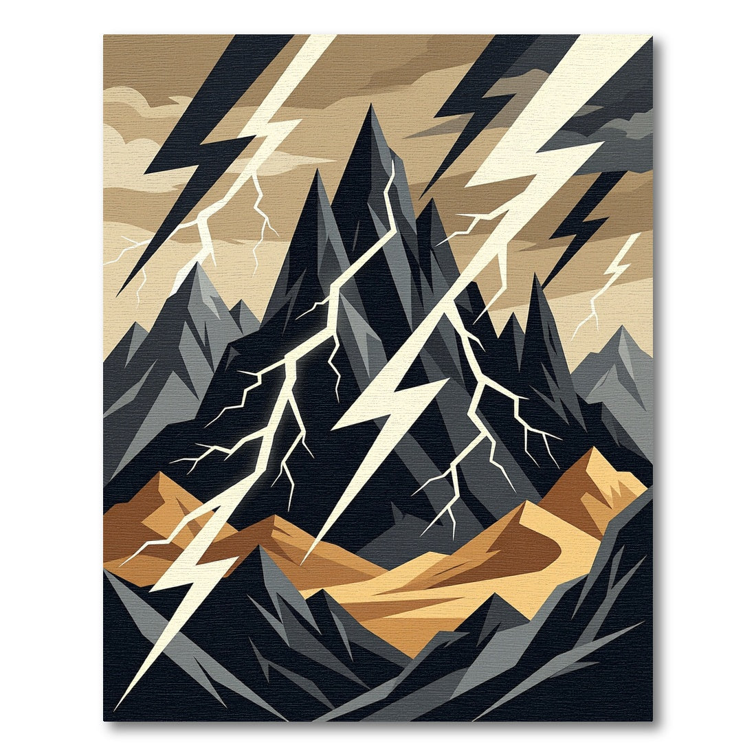 Stormy Mountain Lightning Abstract Art Rug