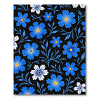 Bold Blue White Floral Sprig Rug