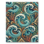 Ocean Wave Coral Floral Art Nouveau Rug