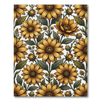 Golden Sunflower Botanical Meadow Illustration Rug