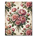 Romantic Pink Rose Bouquet Illustration Rug
