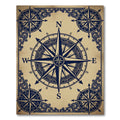 Vintage Navy Nautical Compass Scroll Rug
