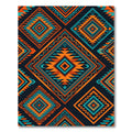 Vibrant Orange Teal Geometric Diamond Rug