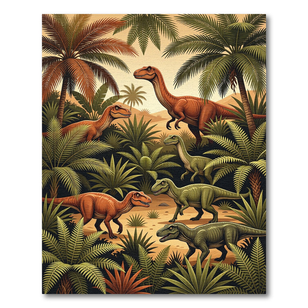 Jurassic Jungle Tropical Dinosaur Landscape Rug