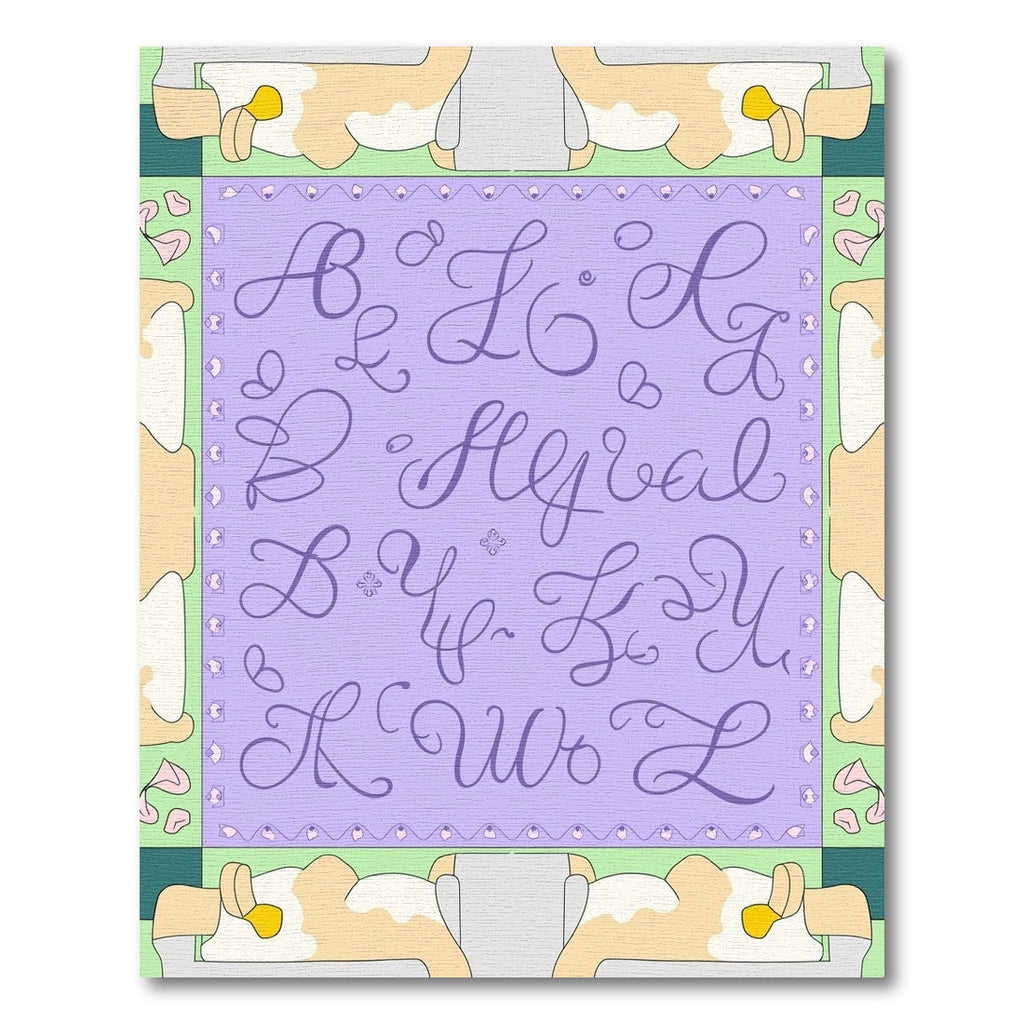 Lilac Script Alphabet Charm Rug