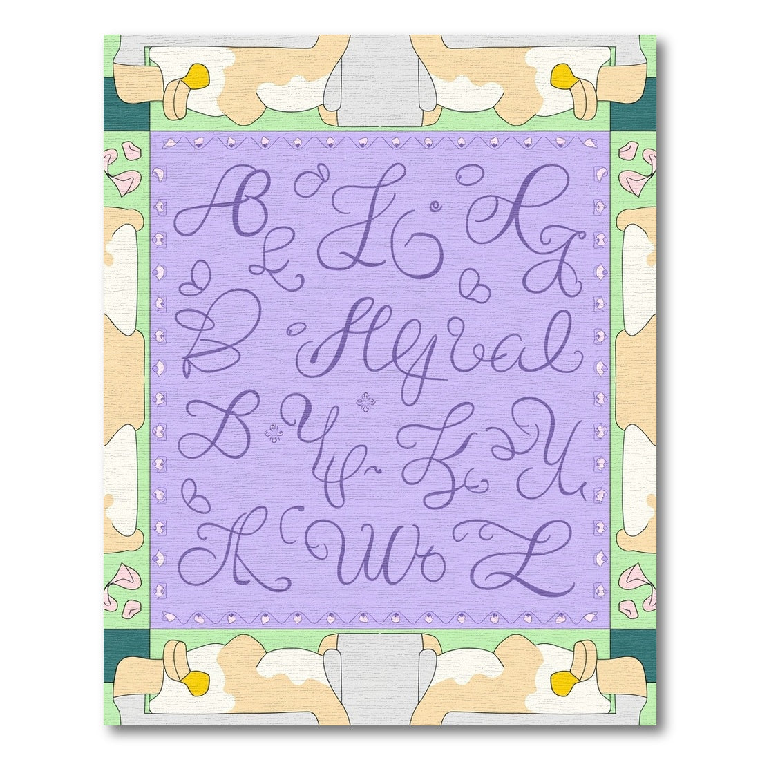 Lilac Script Alphabet Charm Rug
