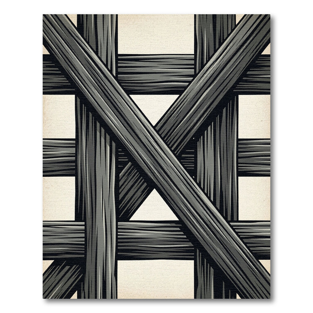 Monochrome Charcoal Abstract Intersecting Beam Rug