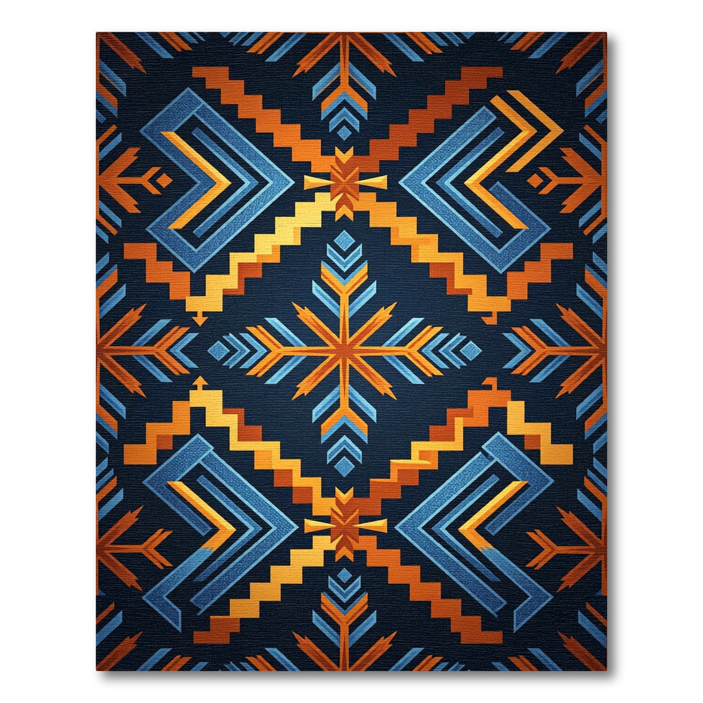 Blue Orange Geometric Arrows Rug