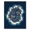 Deep Blue Tropical Foliage Abstraction Rug