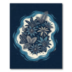 Deep Blue Tropical Foliage Abstraction Rug