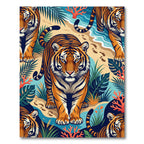 Vibrant Tiger Tropical Beach Scene Rug