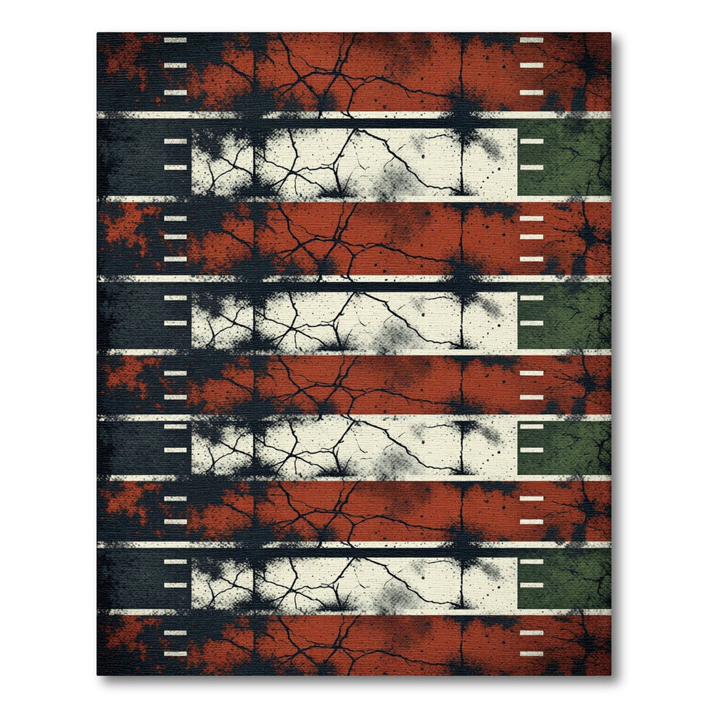 Distressed Crimson Black Weathered Grate Striped Rug
