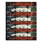 Distressed Crimson Black Weathered Grate Striped Rug