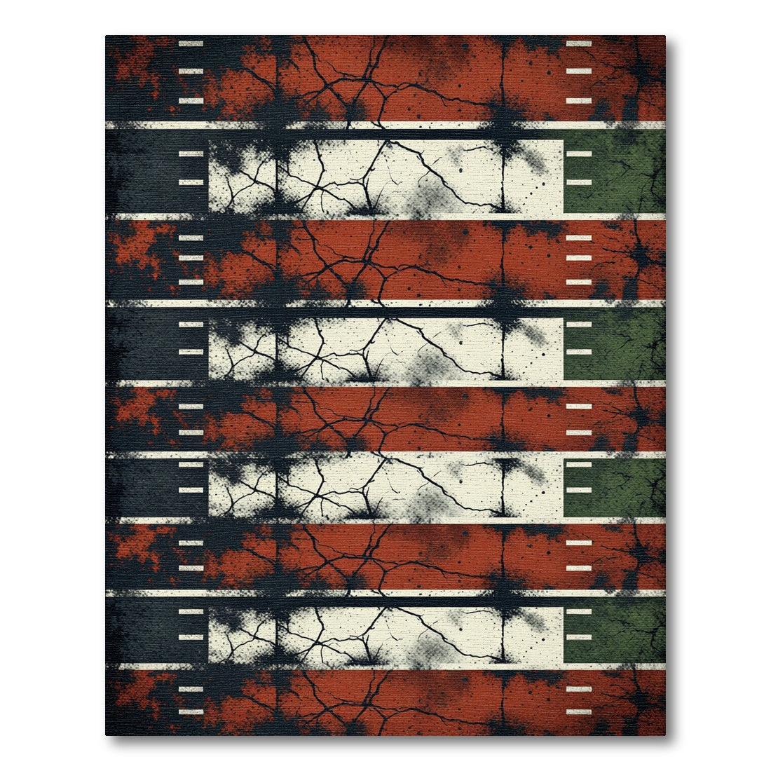 Distressed Crimson Black Weathered Grate Striped Rug