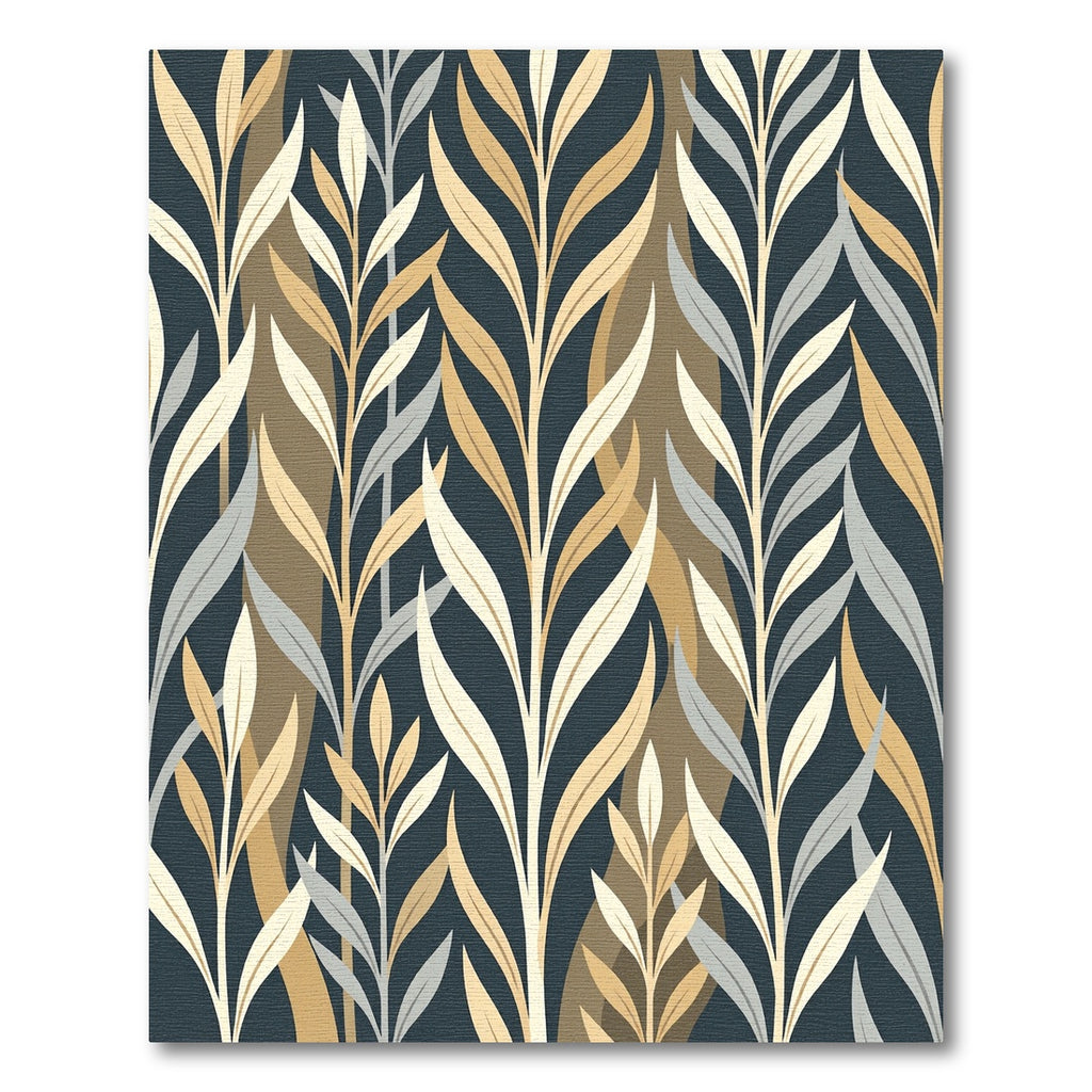 Dark Teal Leafy Branches Rug