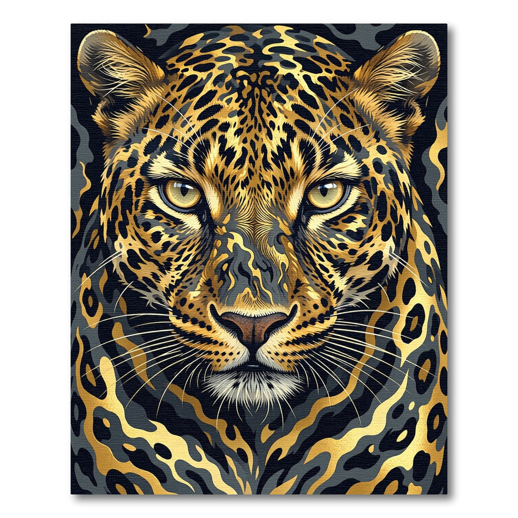 Majestic Golden Leopard Face Art Rug
