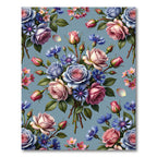 Pink Roses Blue Cornflower Bouquet Rug
