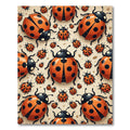 Whimsical Orange Ladybug Garden Illustration Rug