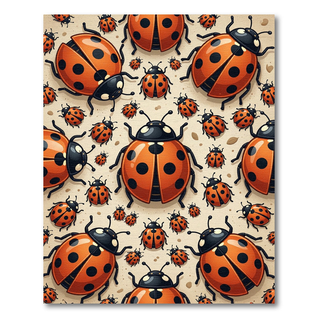 Whimsical Orange Ladybug Garden Illustration Rug
