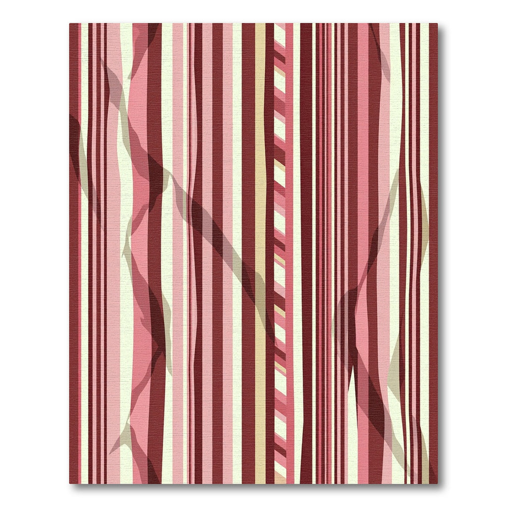 Deep Crimson And Rose Striped Rug