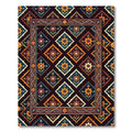 Earthy Floral Diamond Geometric Tapestry Rug