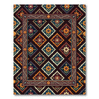 Earthy Floral Diamond Geometric Tapestry Rug