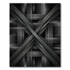 Monochrome Geometric Intersecting Linear Chrome Rug