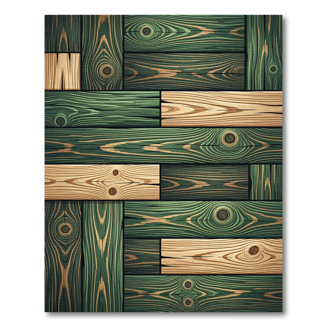 Modern Emerald Wood Grain Plank Texture Rug