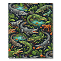 Lush Green Tropical Alligator Wildlife Rug