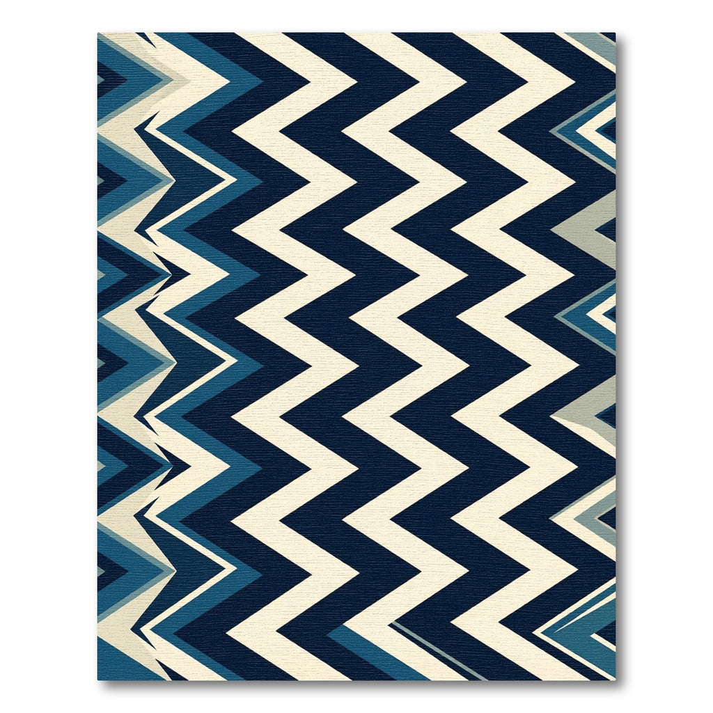 Modern Blue Navy Chevron Zigzag Rug
