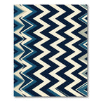 Modern Blue Navy Chevron Zigzag Rug