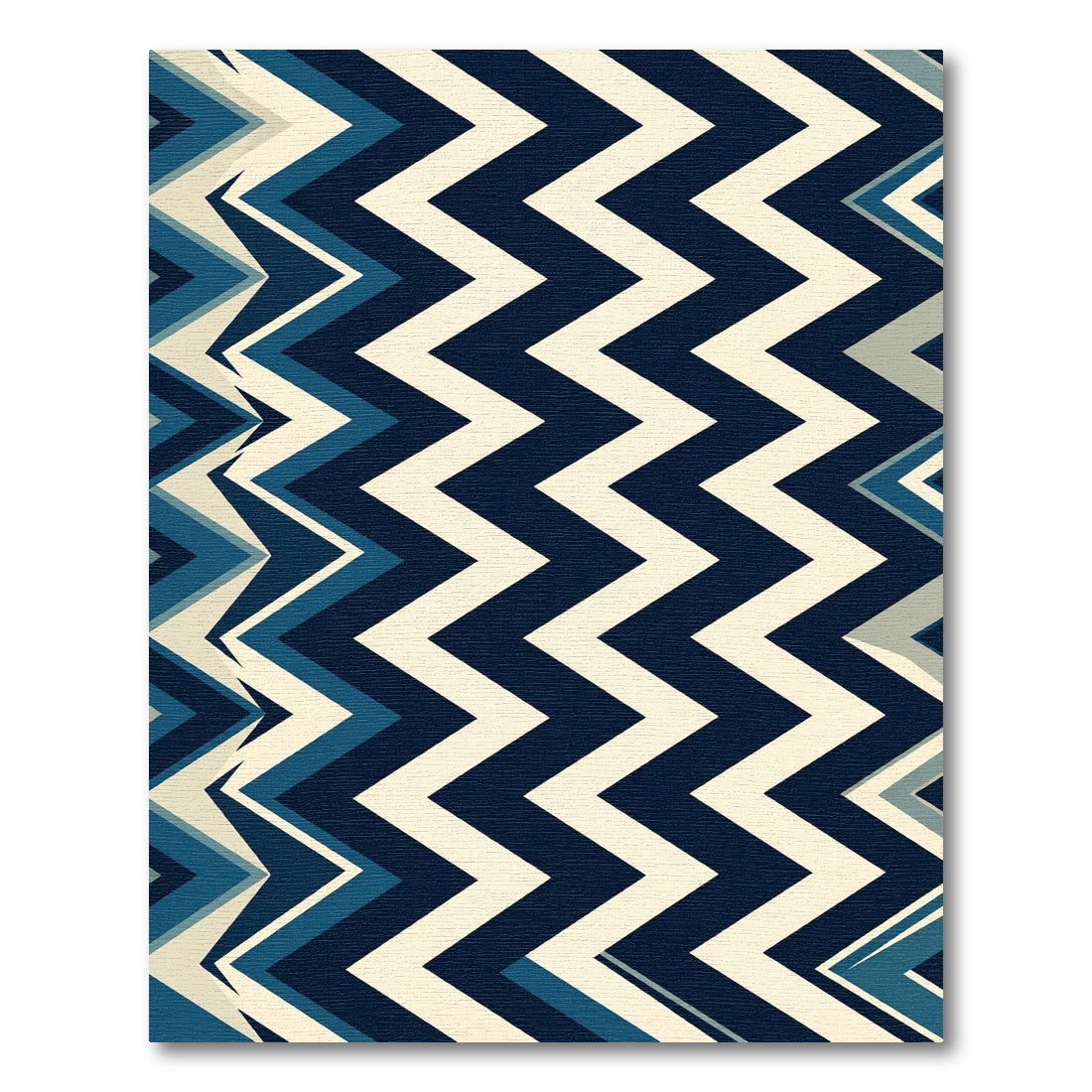 Modern Blue Navy Chevron Zigzag Rug
