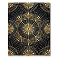 Art Deco Golden Fan Geometric Black Rug