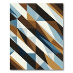 Modern Geometric Abstract Blue Brown Rug