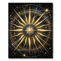 Celestial Golden Starburst Navy Medallion Rug
