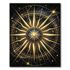 Celestial Golden Starburst Navy Medallion Rug