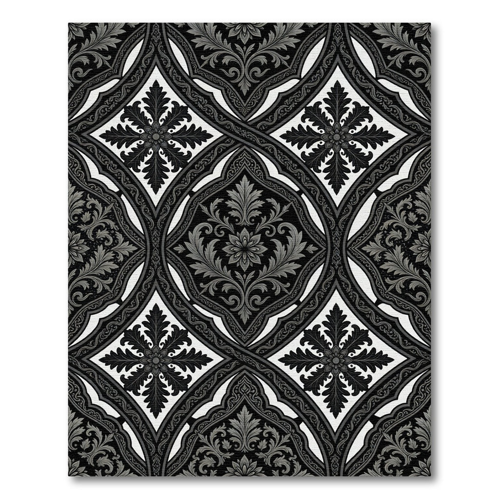 Monochromatic Ogee Lattice Floral Rug