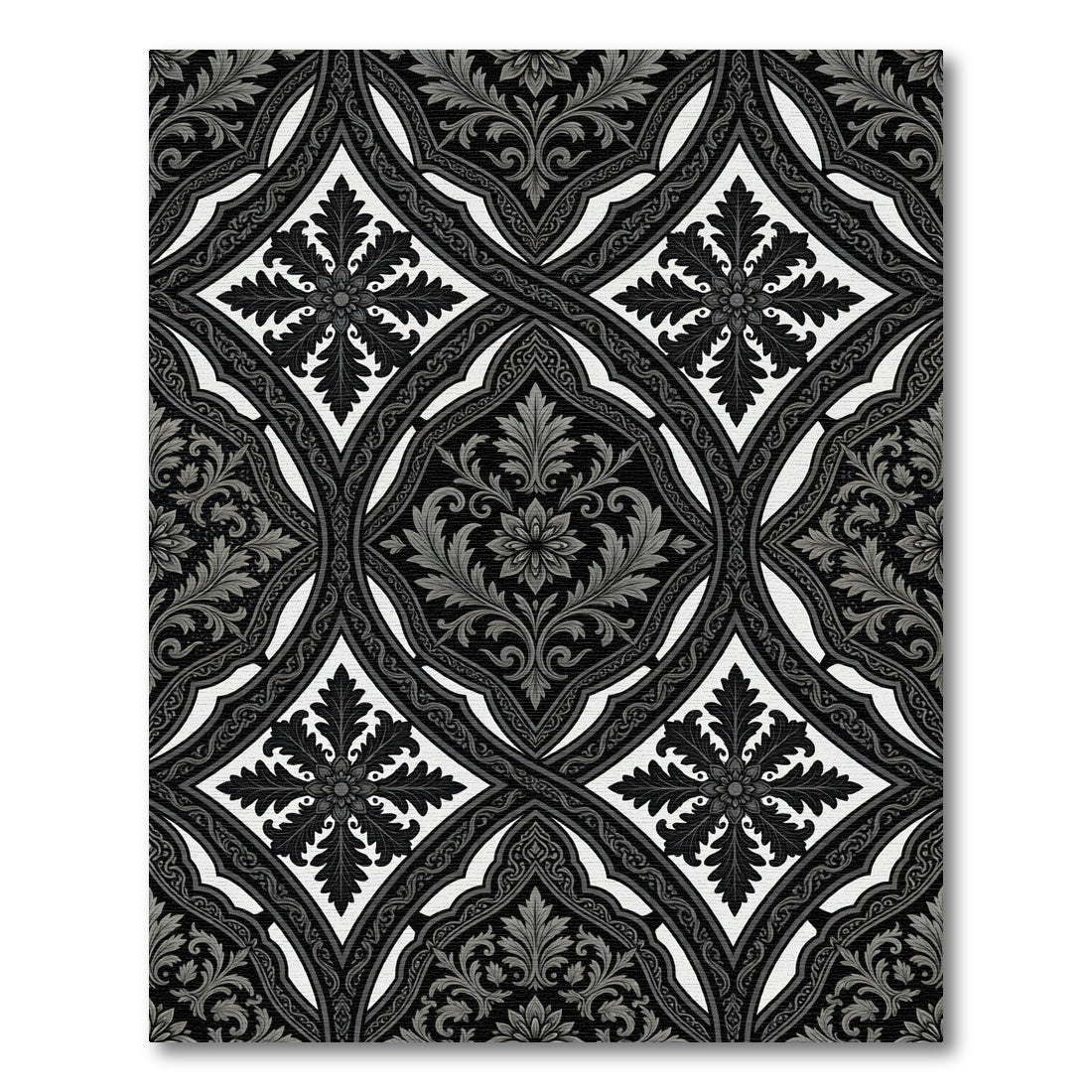 Monochromatic Ogee Lattice Floral Rug